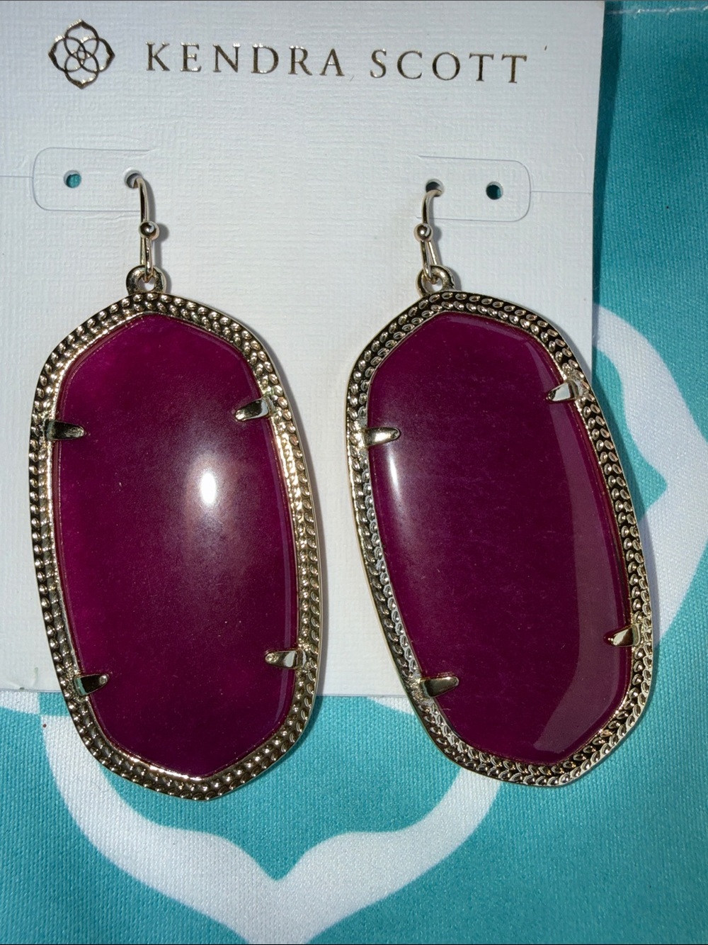 Kendra Scott Deep Plum Ella Statement Earrings in Purple Magenta - Picture 2 of 4